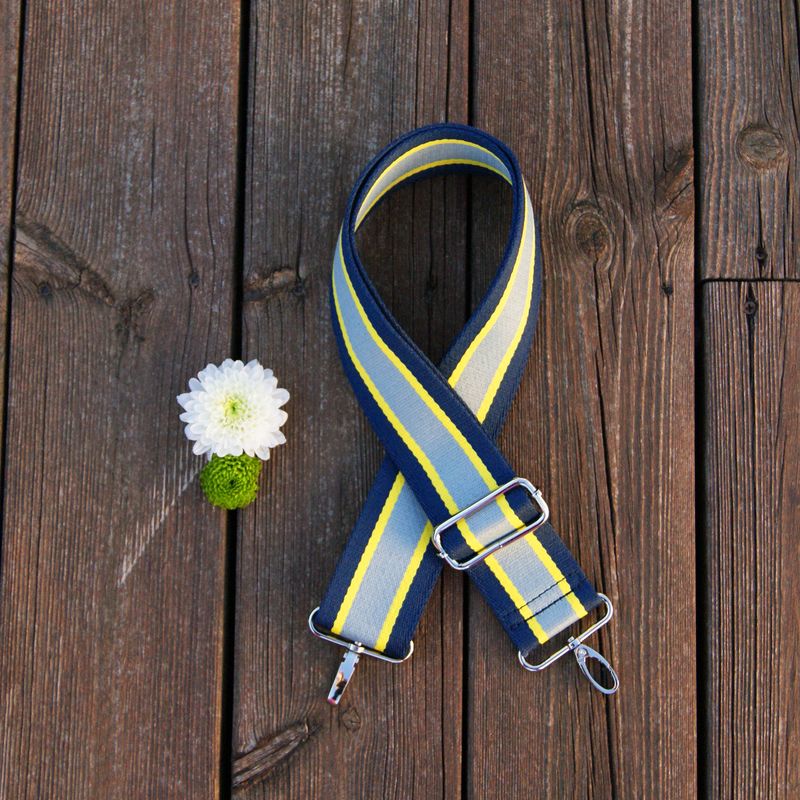 Randig axelrem - marin/gul