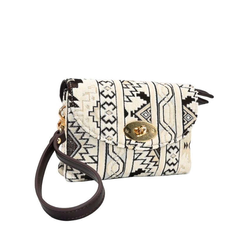 DANIELLE clutch med inka-mønster - beige