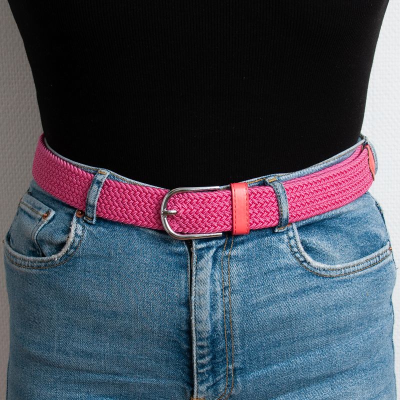 Stickat skärp, silver - rosa