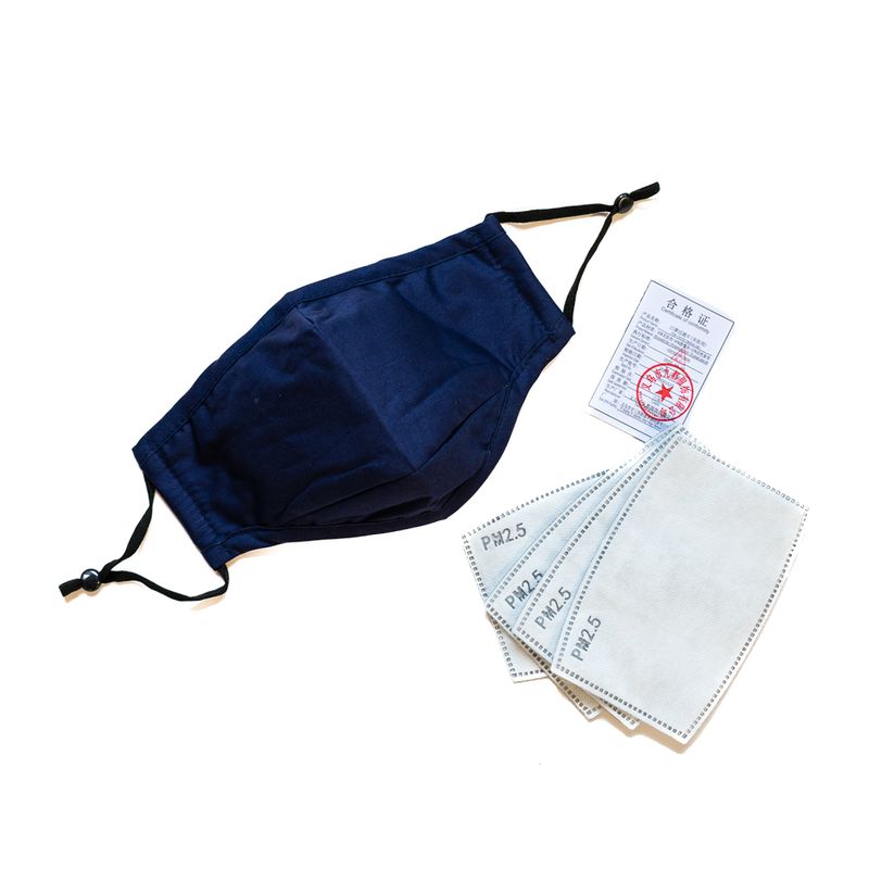 Munnbind i bomull med filterlomme - marine