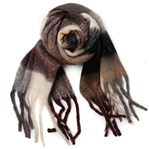 Huvudbild Fluffig halsduk med rutor - svart