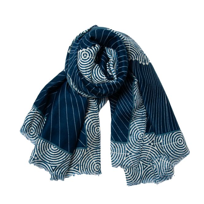 Huvudbild Viskoshalsduk med hästtryck - blå