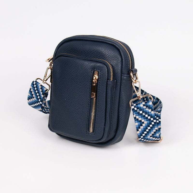 LEVI city-väska med mönstrad rem - marinblå