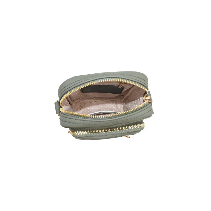 Citybag i konstläder med präglat mönster och justerbar axelrem - olivgrön