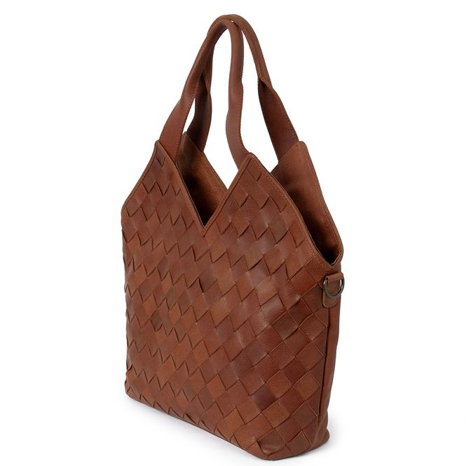 Huvudbild  LOUIS stor flätad lädershopper - brun
