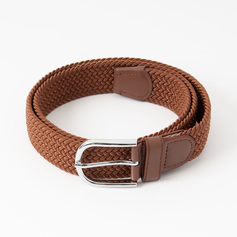 Stickat skärp, silver - konjak