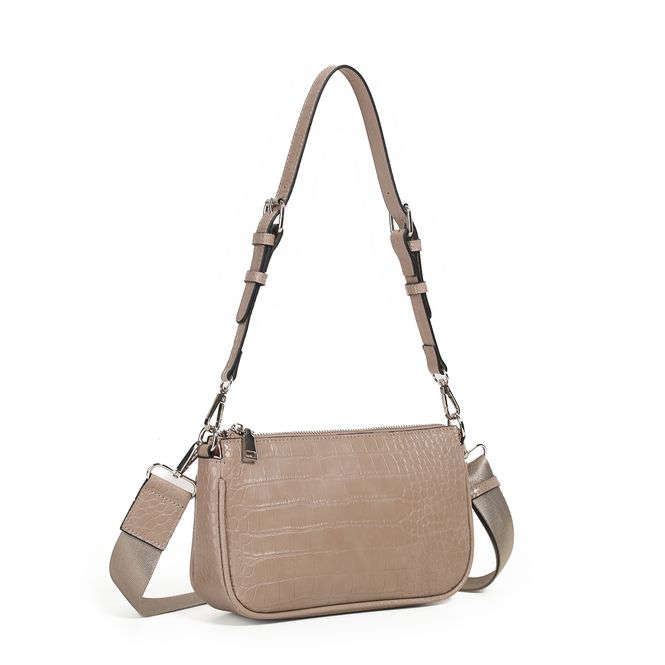 Huvudbild Ivana croco clutch - beige - kompakt axelväska ...