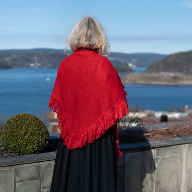 Huvudbild Sjal i mohairmix - röd