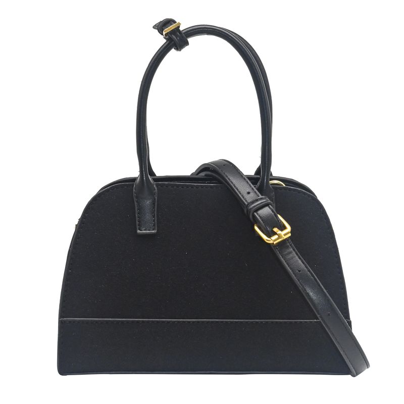 KITTY liten bowler bag i imitert semsket skinn svart