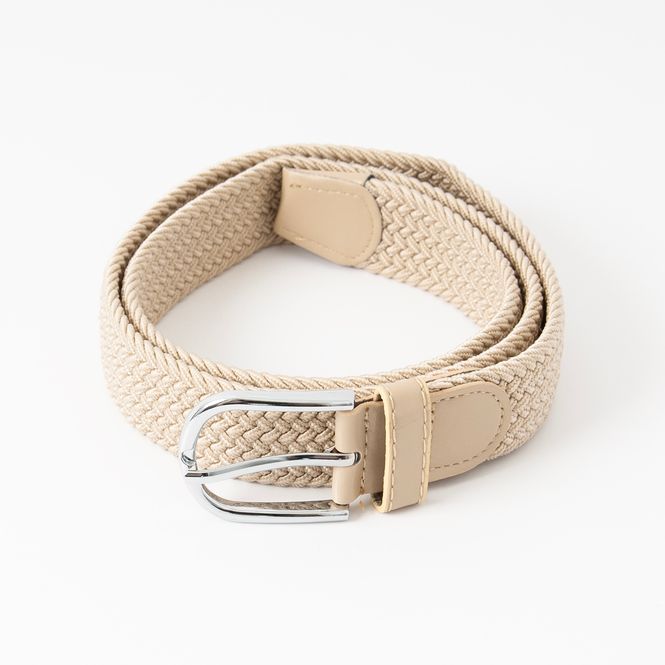 Hovedbilde Strikkbelte, sølv - beige