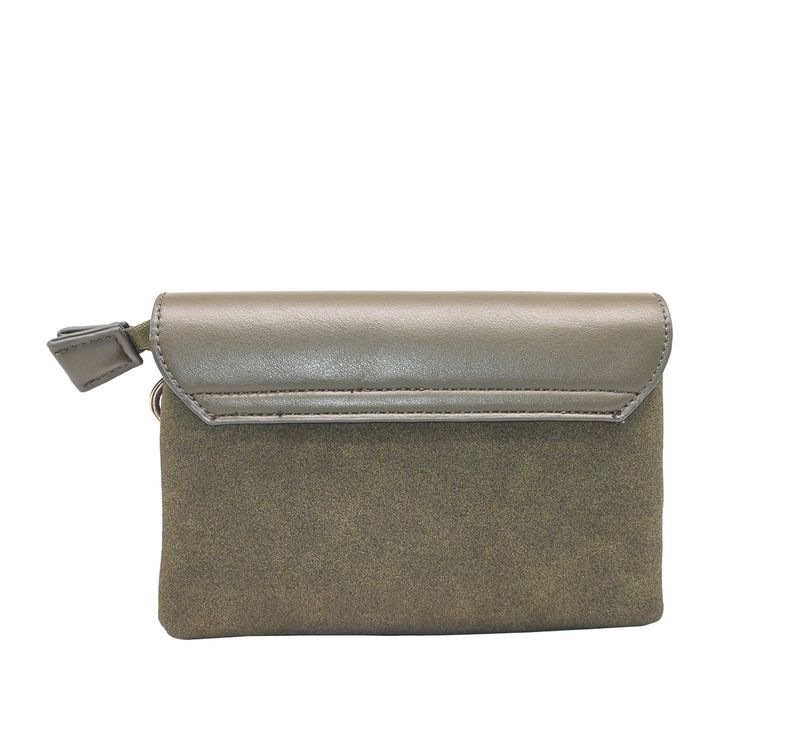 DANIELLE clutch med semsket look - olivengrønn