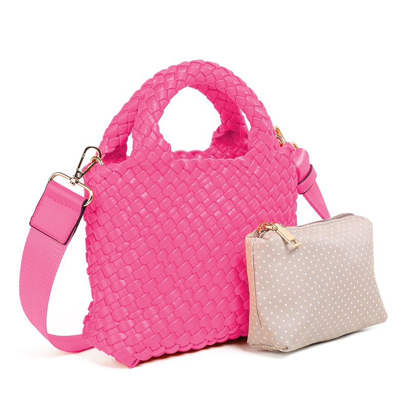 EDDA flätad miniväska - rosa