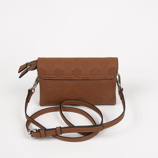 Huvudbild DANIELLE clutch med präglat mönster cognac ...