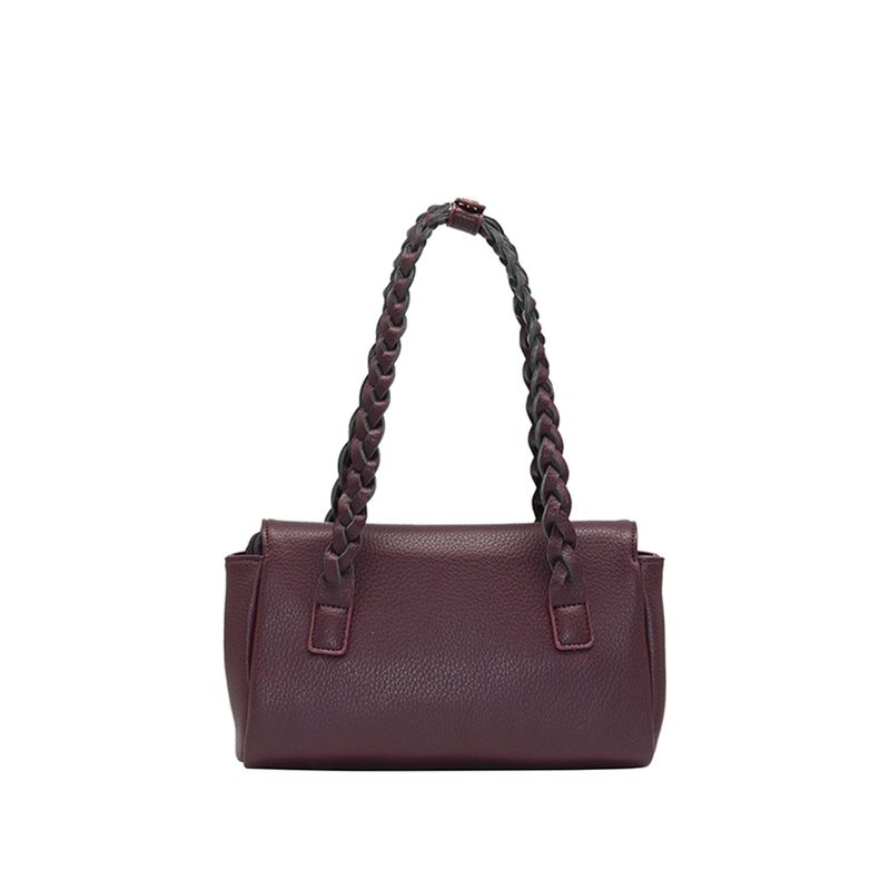 Holly låg shopper - vinröd väska i imitationsskinn med guldfärgade detaljer