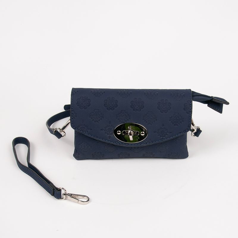 DANIELLE clutch med preget mønster marine sølvfarget metall