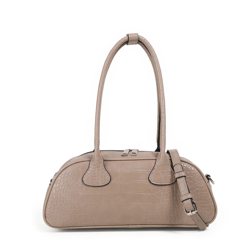 Inea lav croco shopper - beige - Elegant handväska med crocomönster och justerbar rem
