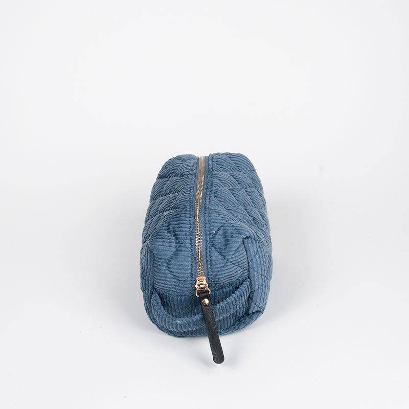 Makeup bag i kordfløyel jeansblå