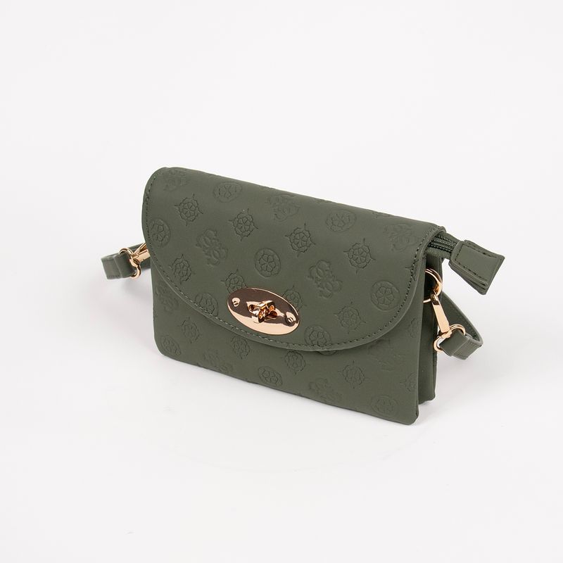 DANIELLE clutch olivengrønn med preget mønster