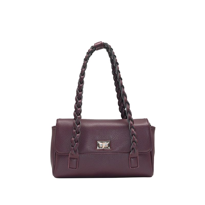 Holly låg shopper - vinröd väska i imitationsskinn med guldfärgade detaljer