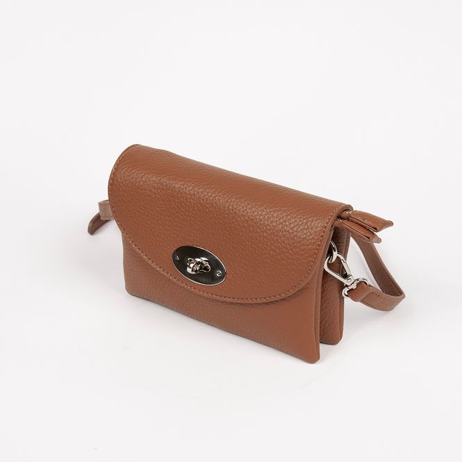 Huvudbild DANIELLE clutch silverfärgad cognac