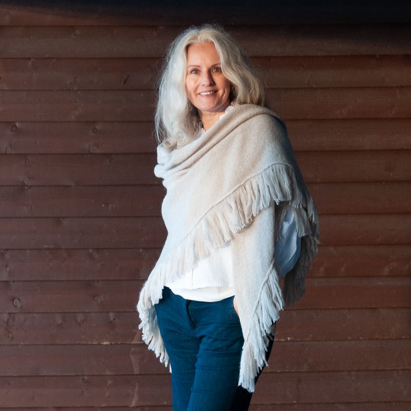 Sjal i mohairmix - beige