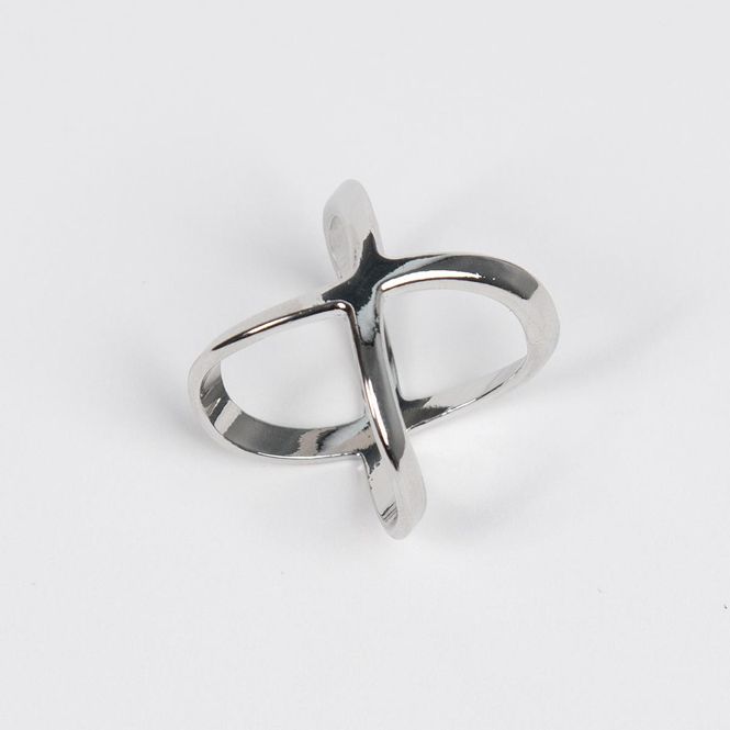 Huvudbild Stor halsduksring enkel X - silver