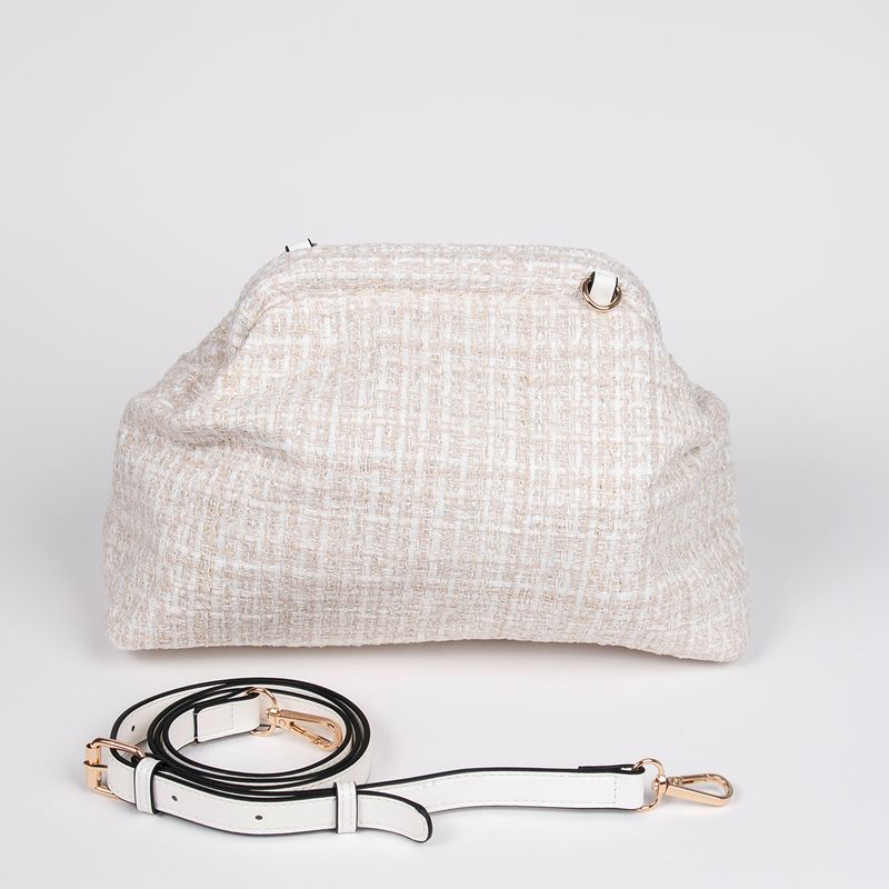JEANETTE Bouclé veske med skulderrem Beige