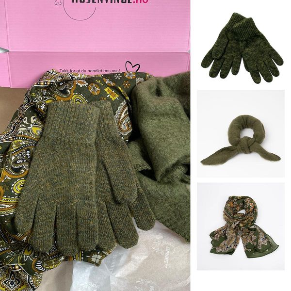 Huvudbild Presentpaket – olivgröna vantar, ...